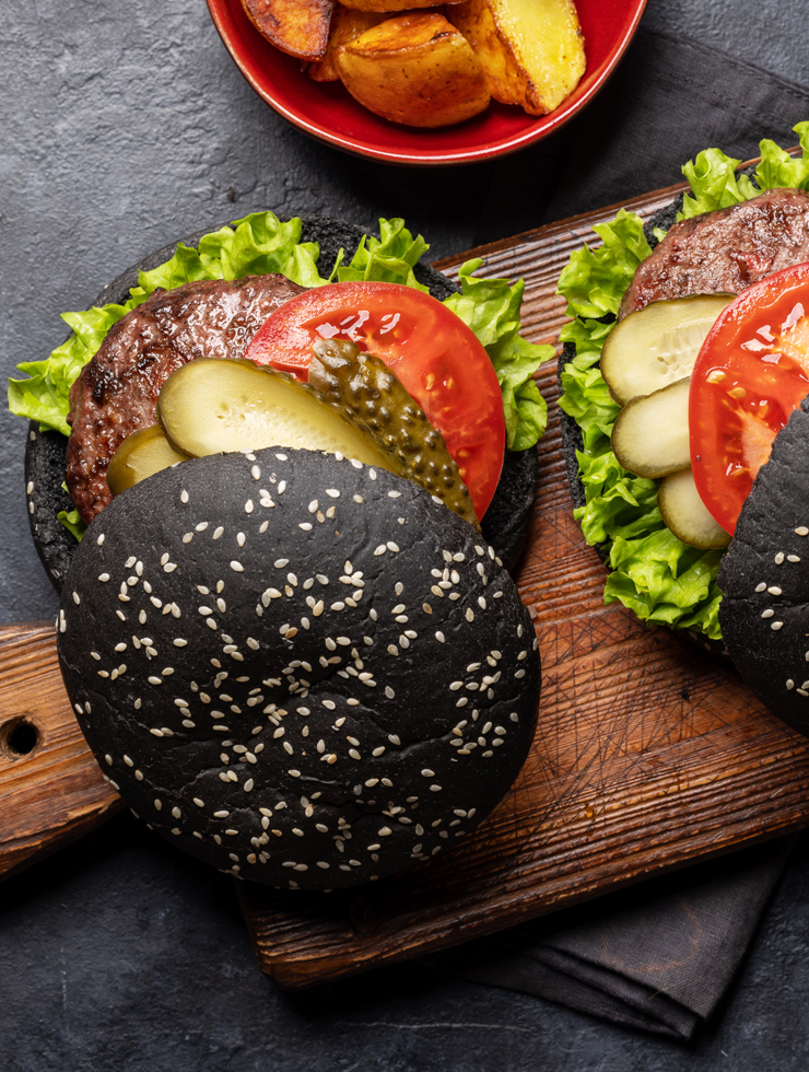 White-Sesame-Black-Burger-Bun